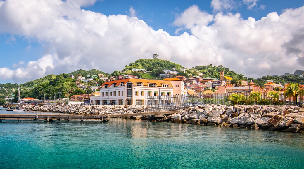 Panoramic view of port of Grenada, Caribbean.