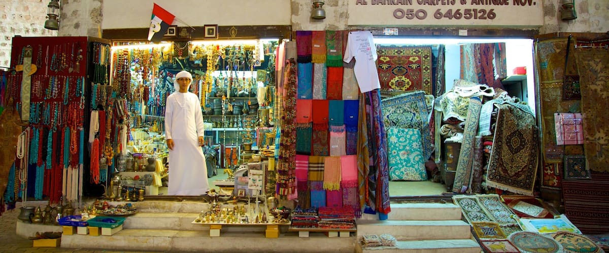 Dubai Emirate showing markets, shopping and signage