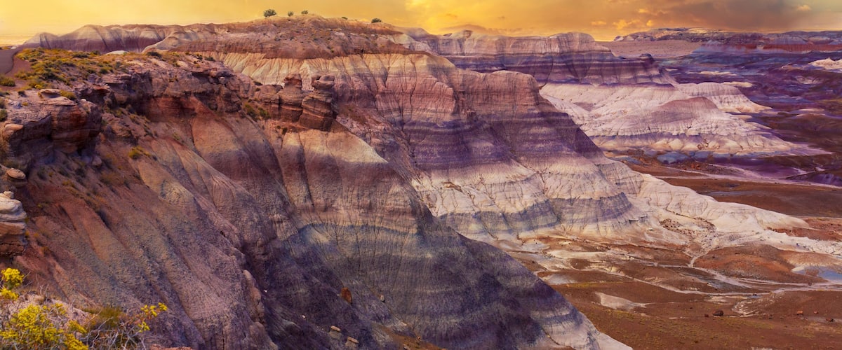 Canyon landscape view in the Petrified Forest National Park