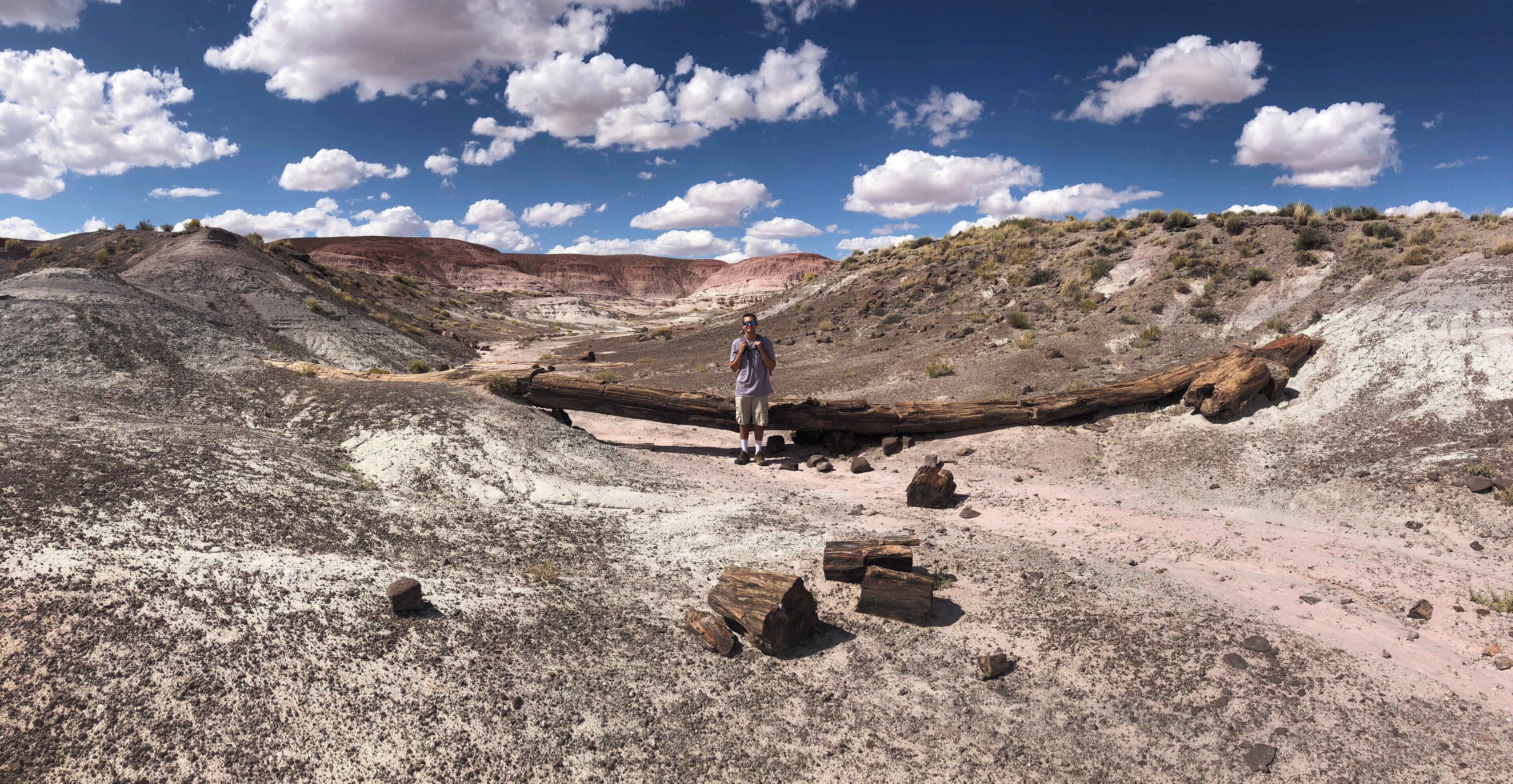 Today was officially three months of us on this trip around the US, we went to the Petrified Forest National Park and walked down an area of no trails to find the onyx bridge, on the way down we did the straight line challenge where we had to go up or down whatever was in our path and ended up climbing down a cliff, then we got near the point and had to detour to see the bridge, was a fun hike and a good way to celebrate our 3 months of traveling #adventure