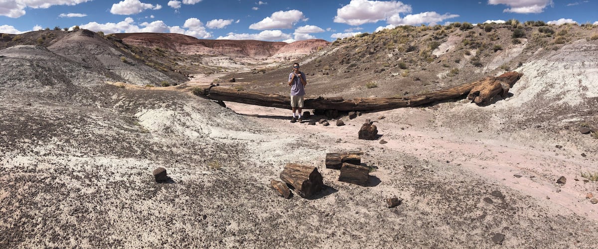 Today was officially three months of us on this trip around the US, we went to the Petrified Forest National Park and walked down an area of no trails to find the onyx bridge, on the way down we did the straight line challenge where we had to go up or down whatever was in our path and ended up climbing down a cliff, then we got near the point and had to detour to see the bridge, was a fun hike and a good way to celebrate our 3 months of traveling #adventure