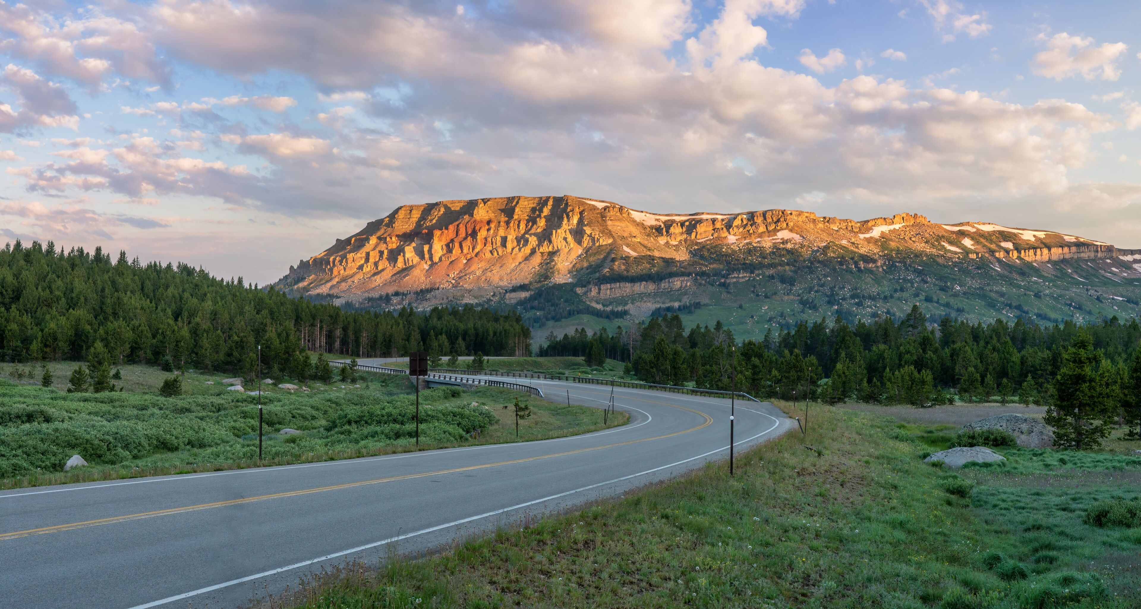 Fist morning light on the Beartooth Highway  - alpine meadows and wild flowers - Beartooth lake campground