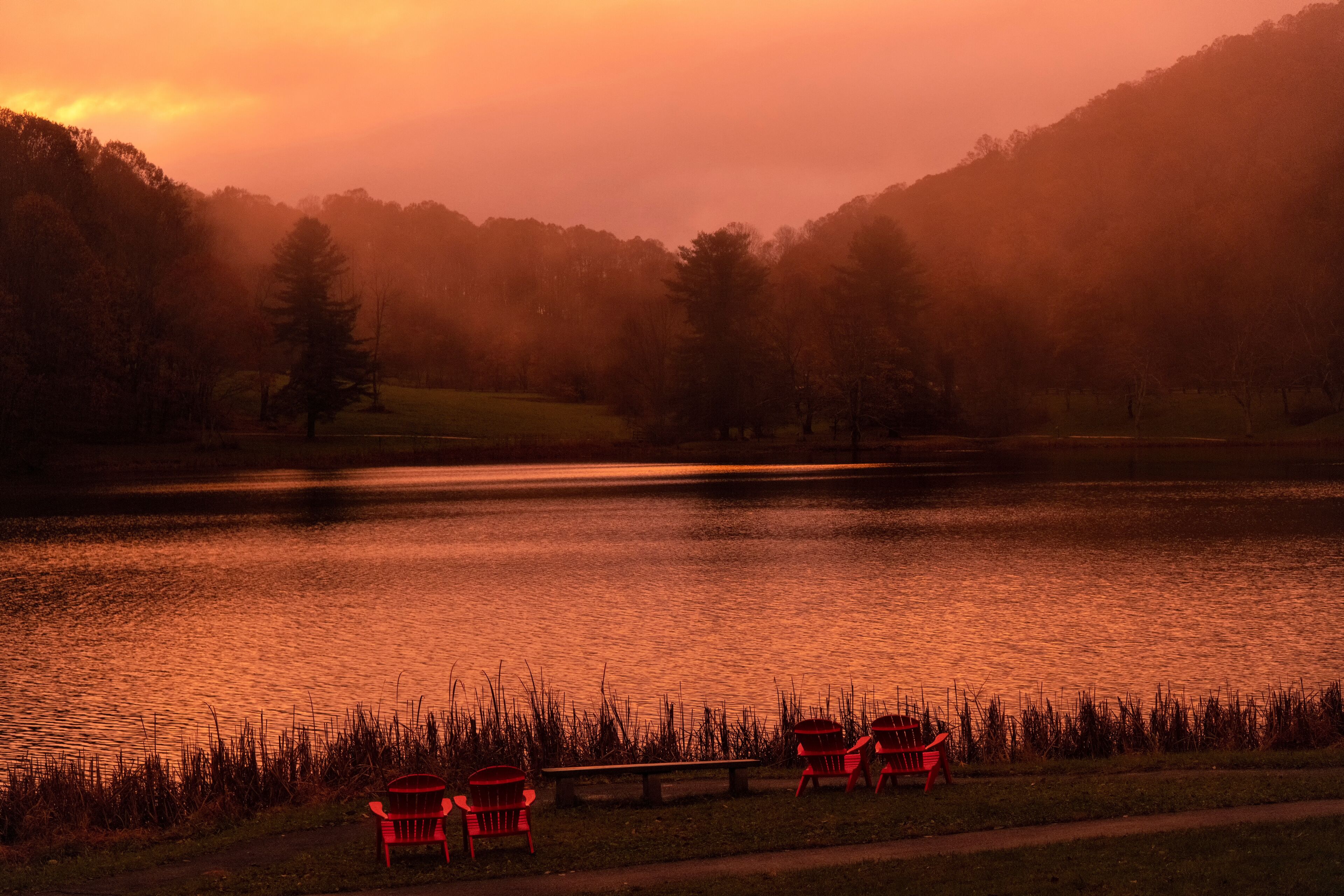 Abbott Lake sunset;  Blue Ridge Parkway;  Virginia