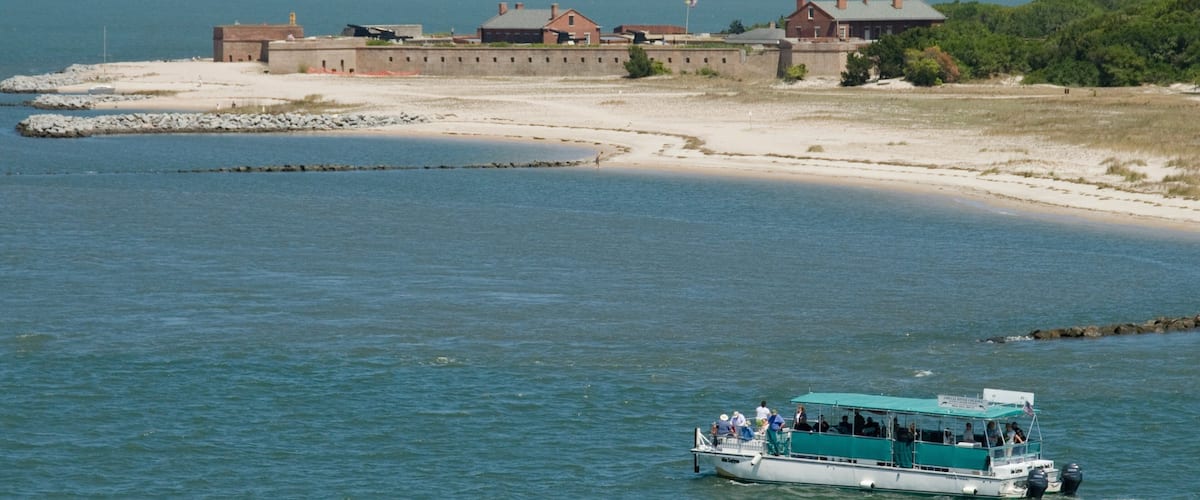 Amelia Island showing a bay or harbor, a beach and a ferry