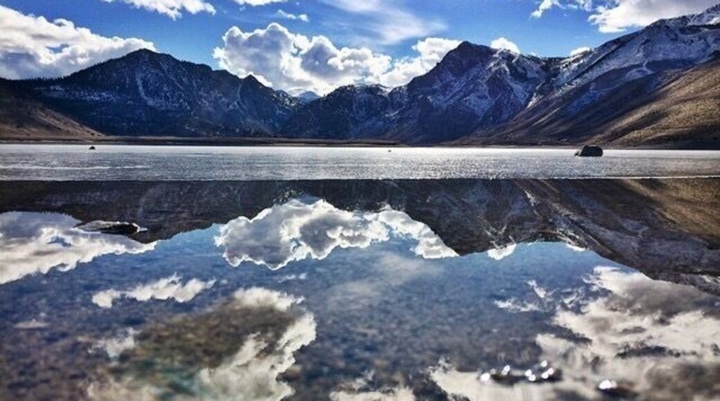 #Takeahike to a slowly melting lake. The water so still, I became mesmerized by the reflection.