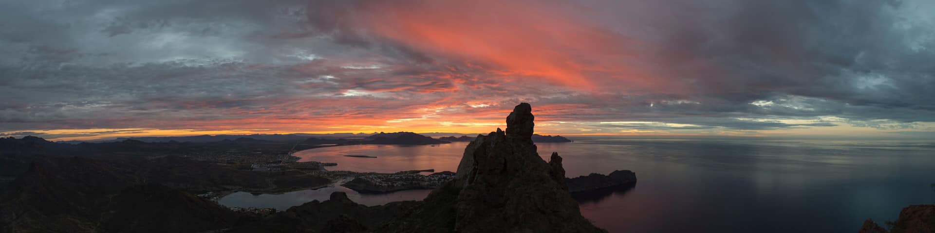Panoramic view of San Carlos from Tetakawi peak in Sonora, Mexico
