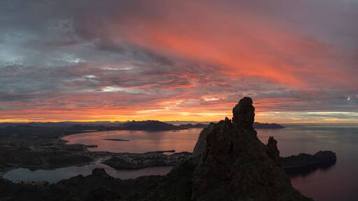 Panoramic view of San Carlos from Tetakawi peak in Sonora, Mexico