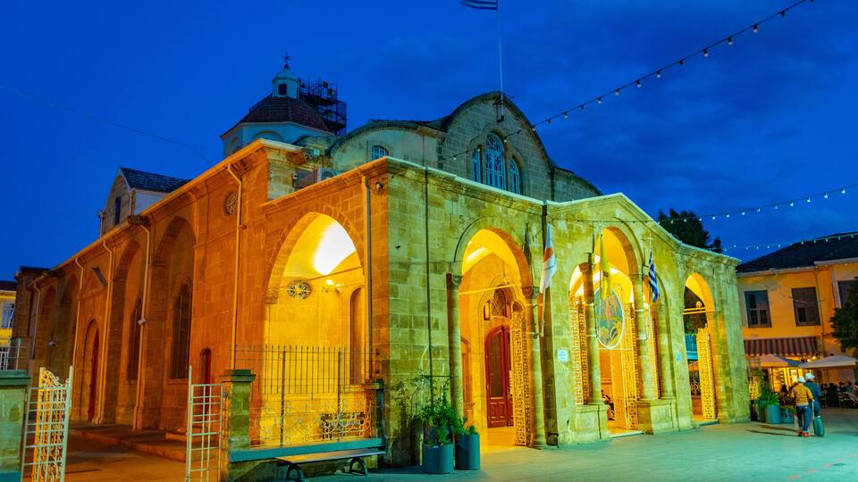 Night view of Faneromenis Church at Nicosia, Cyprus