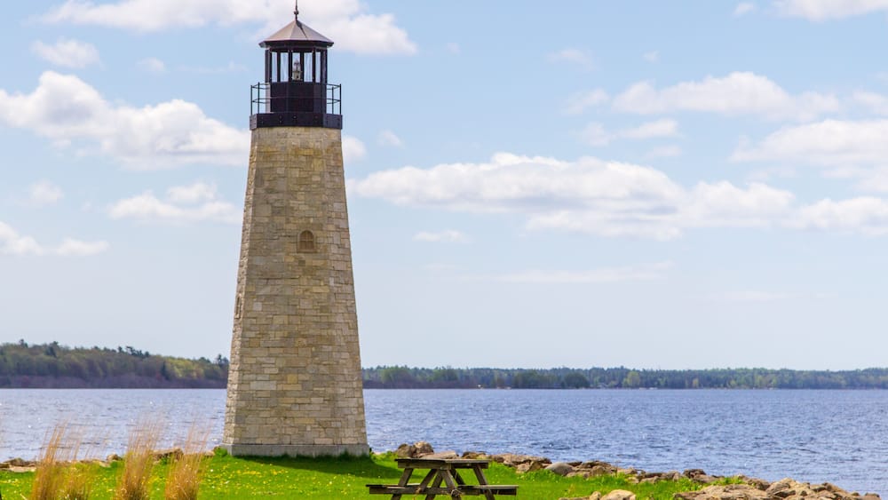 Lake Michigan Lighthouse. Lighthouse on the coast of Lake Michigan in Gladstone, Michigan. Gladstone is a small town located in the Upper Peninsula of Michigan.