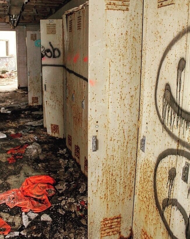 Abandoned Factory Lockers with Sanitation Suits #abandoned