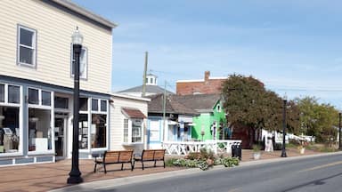 Vintage small coastal island town main street. Chincoteague, Virginia.