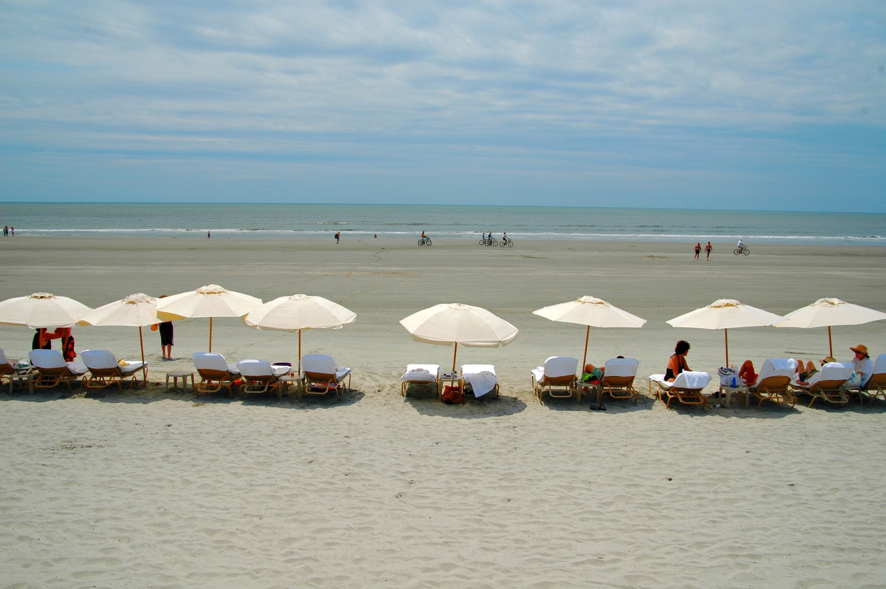 Umbrellas on beach at Kiawah Island near Charleston, SC