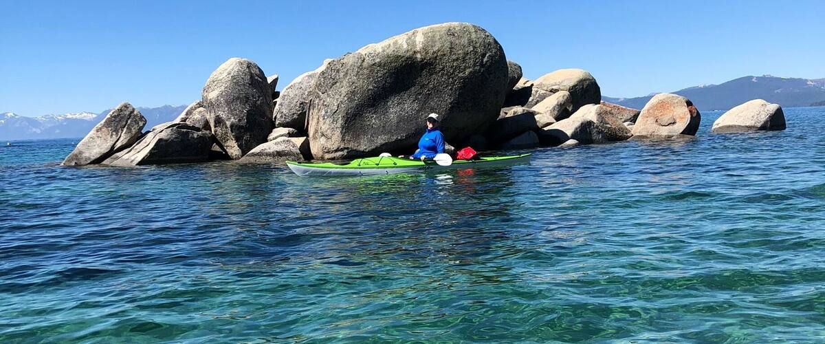 Kayaking to Speedboat beach in Lake Tahoe #BVSBLUE
