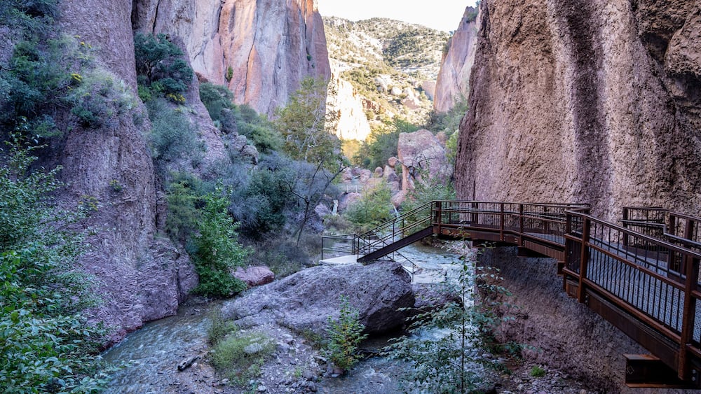 Catwalk Recreation area hike in the Whitewater Canyon. Gila National Forest, New Mexico
