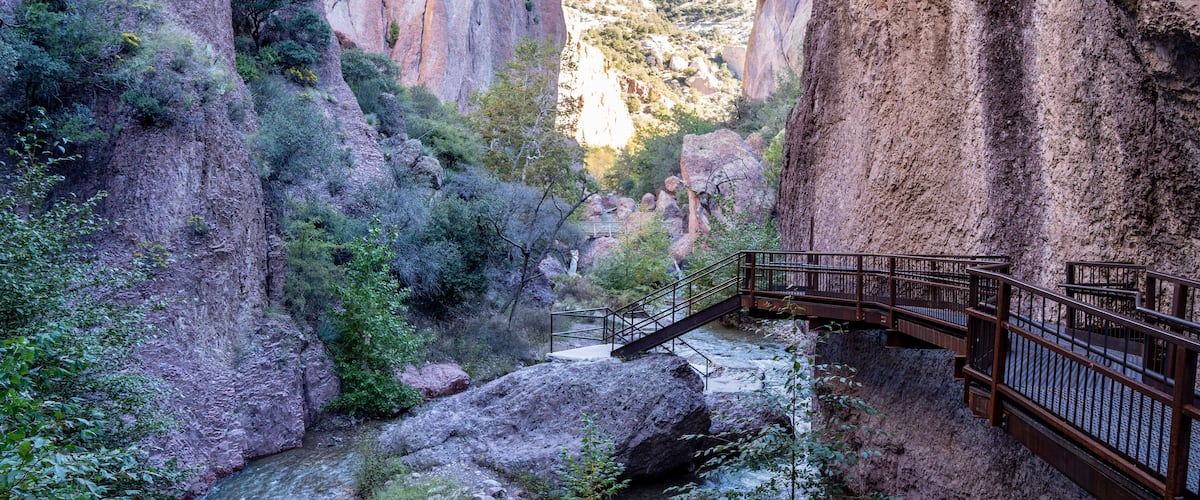 Catwalk Recreation area hike in the Whitewater Canyon. Gila National Forest, New Mexico