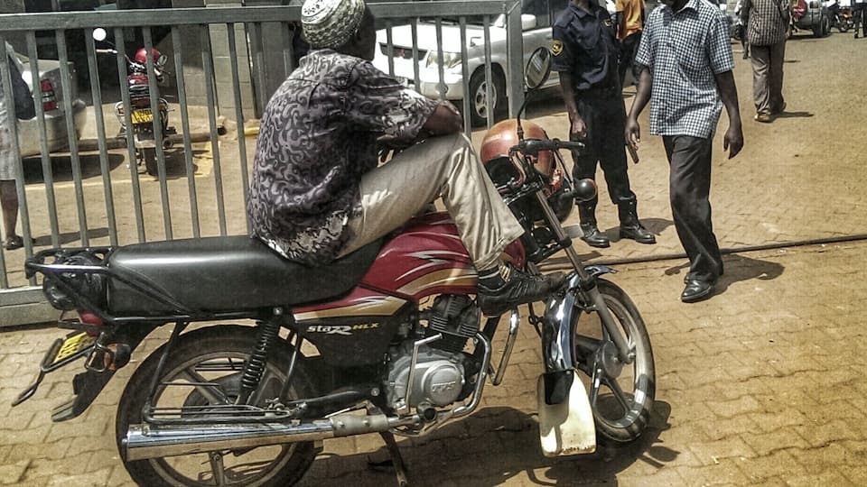 Boda-Boda is the traditional motorcycle-Taxi in Uganda. They are also famous for being dangerous and one of the biggest reasons of accidents.