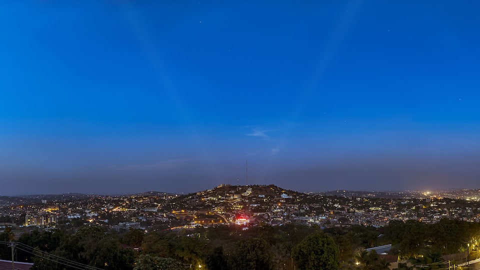 Elongated Views of Kampala as seen from Kololo hill at dusk