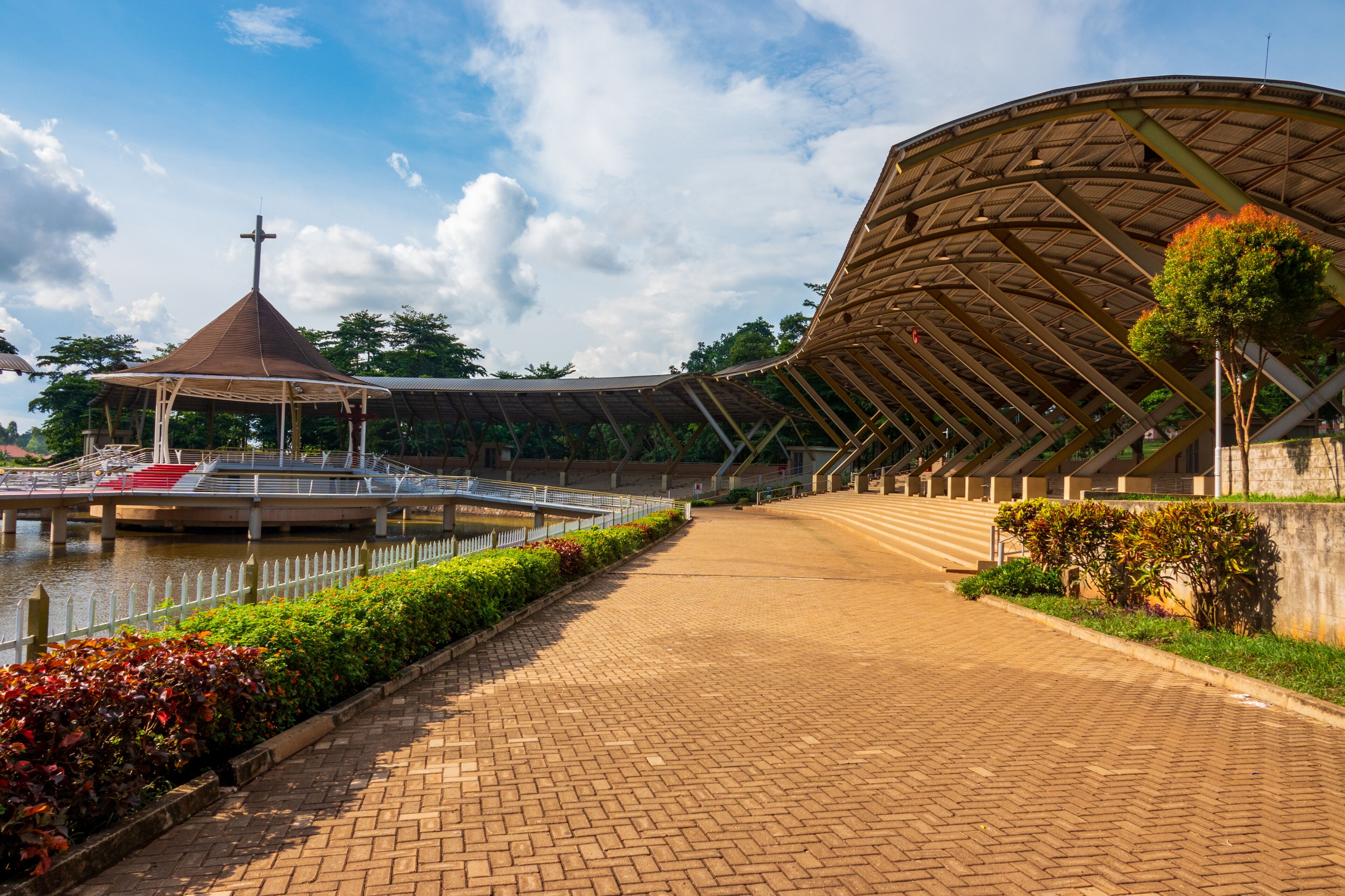 Scenic view of Uganda Martyrs Catholic Shrine Basilica in Namugongo, Kampala, Uganda 