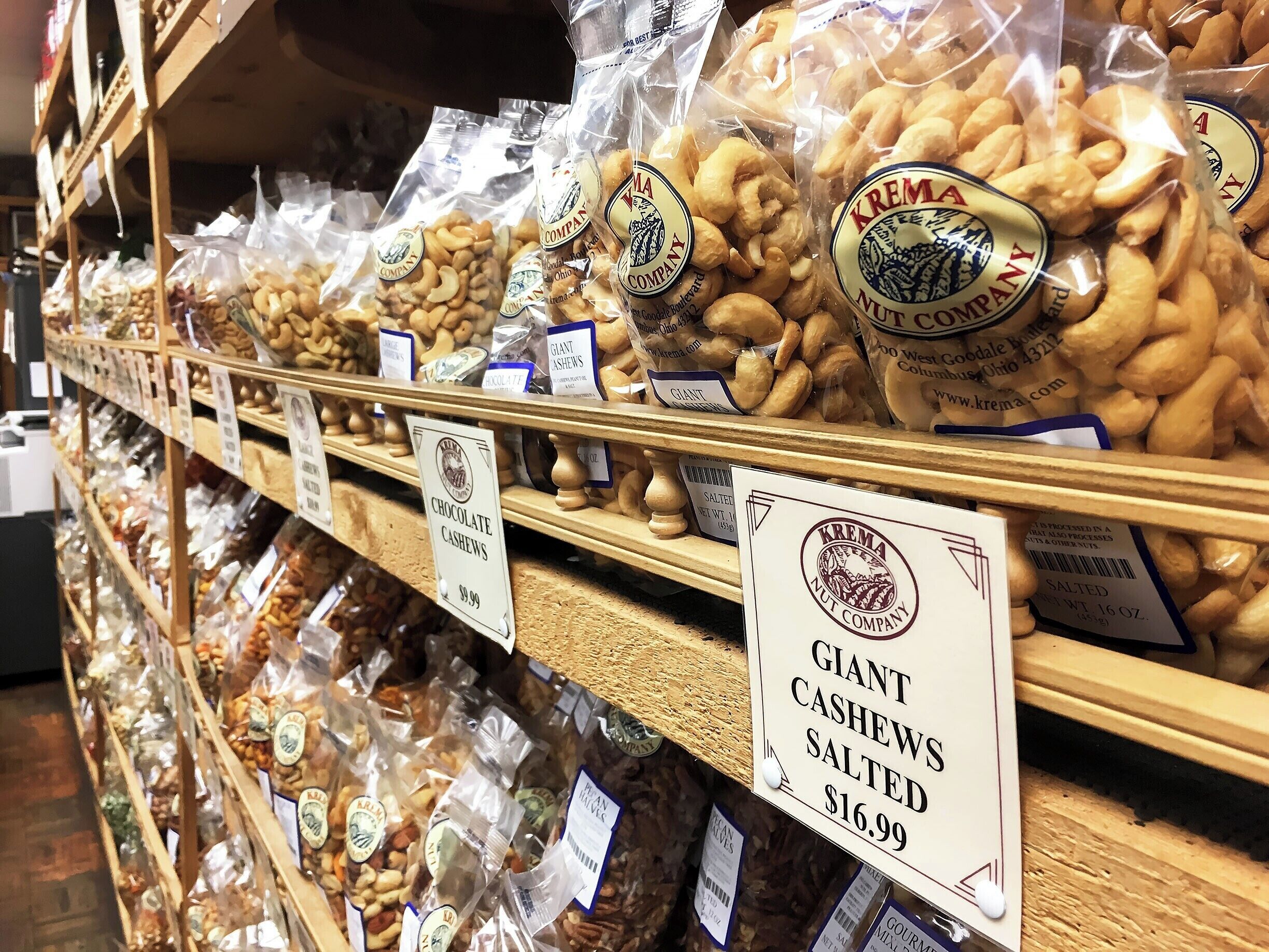 Get your giant nuts here!  Stock up on giant cashews and colossal pistachios, among dozens of other nuts, chocolates and candies.  Their all natural peanut butter is also tasty - be sure to try the spicy version too!