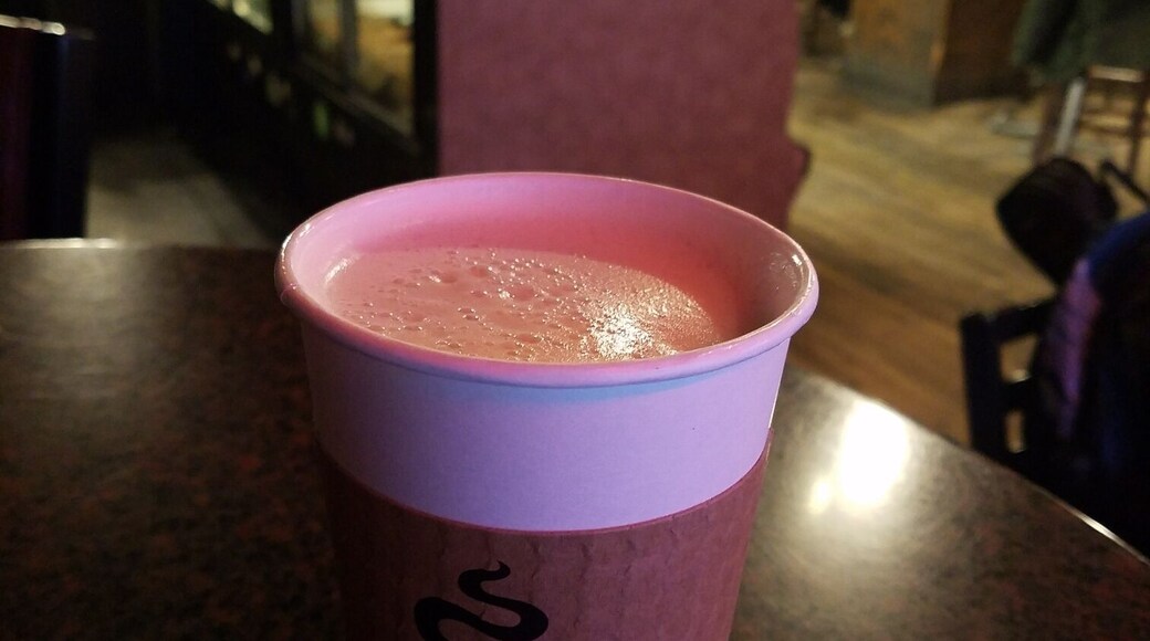 Having a Chai Tea Latte while waiting for friends.