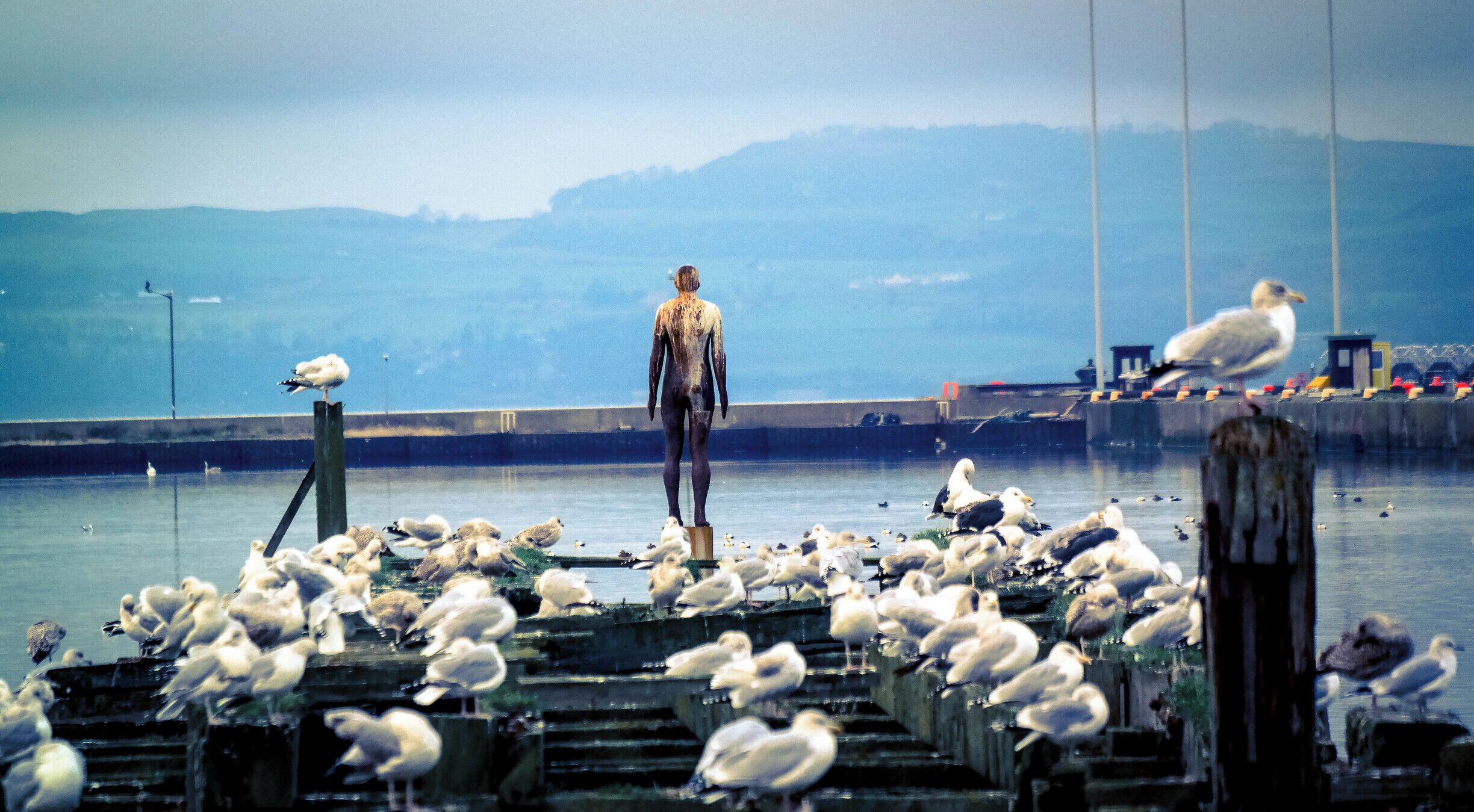 The last piece in the Antony Gormley installation ( 6 Times ) along the Water of Leith.