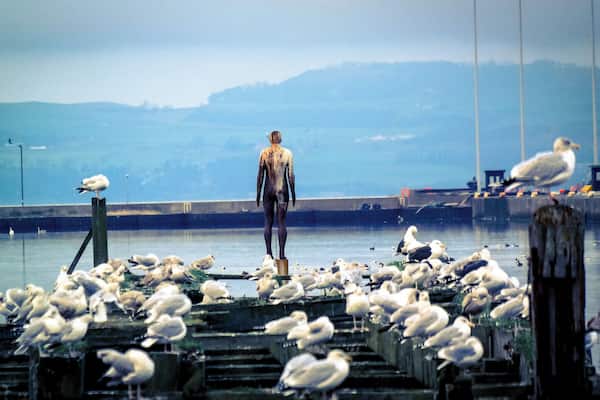 The last piece in the Antony Gormley installation ( 6 Times ) along the Water of Leith.