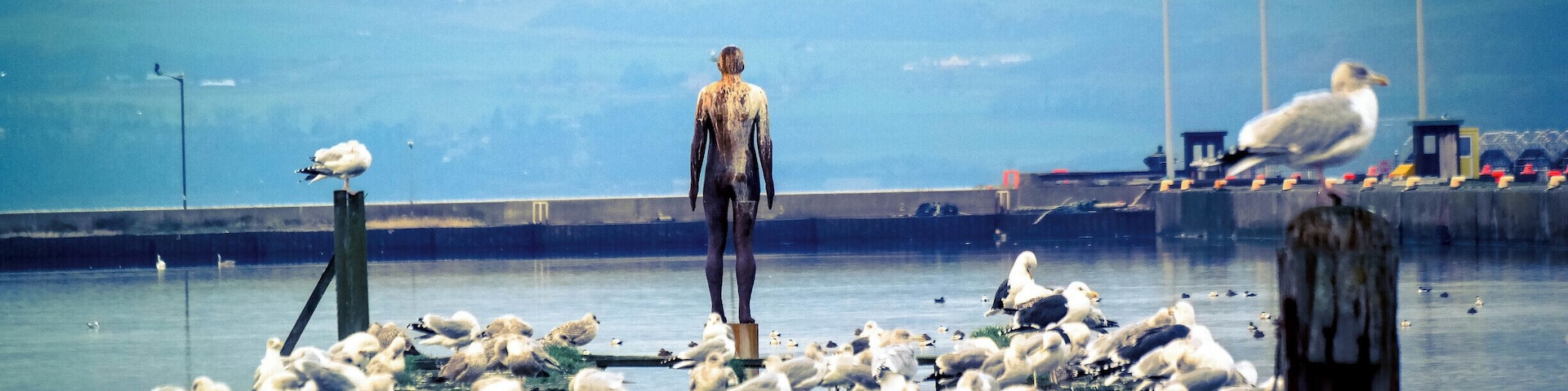 The last piece in the Antony Gormley installation ( 6 Times ) along the Water of Leith.