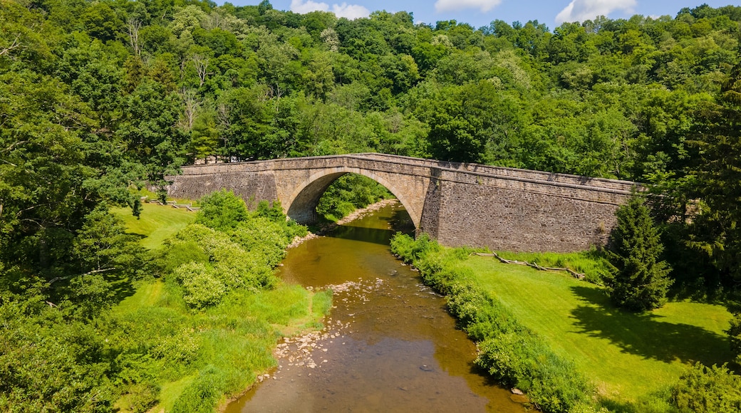 Aerial View of the Casselman River Bridge in Grantsville, Maryland, United States.
