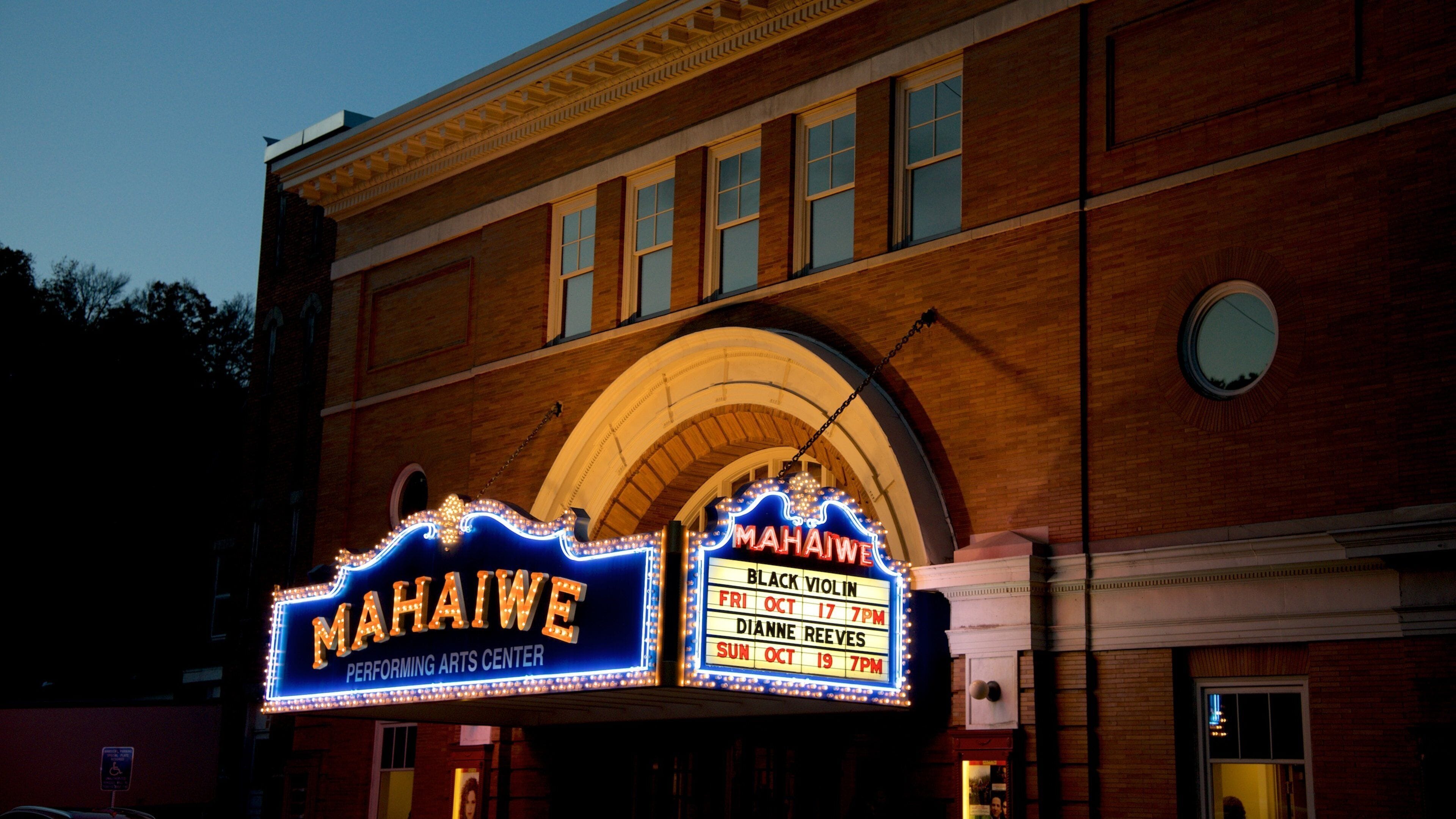 Great Barrington showing night scenes and signage