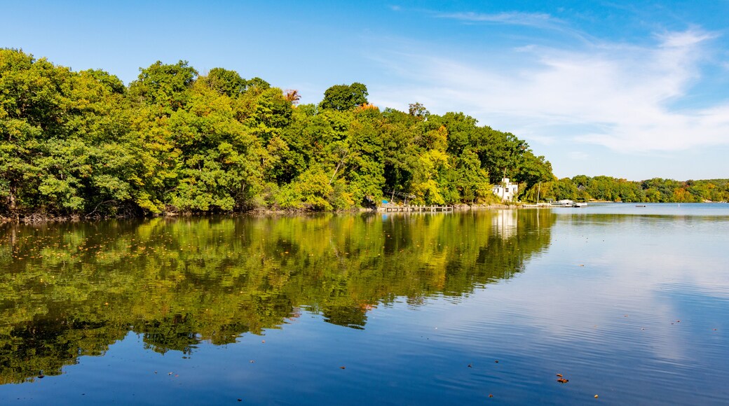 Looking onto a Wisconsin lake on an early October morning.
