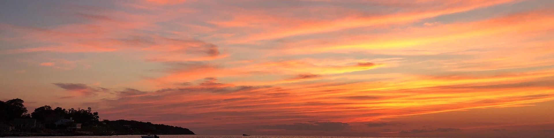 Dramatic sunset at Town Beach, Southold, Long Island, New York