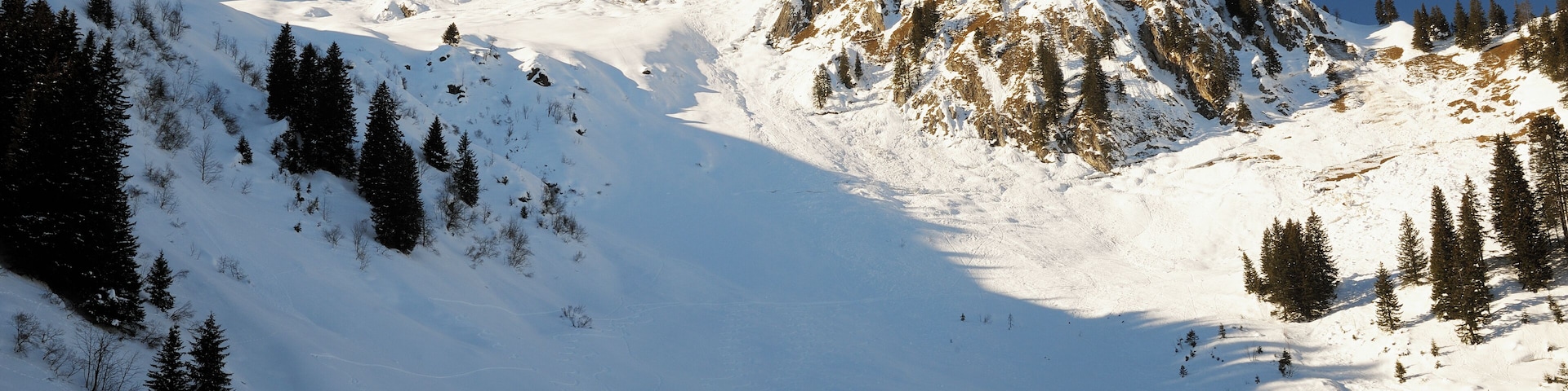 Backcountry skiers in the mountains