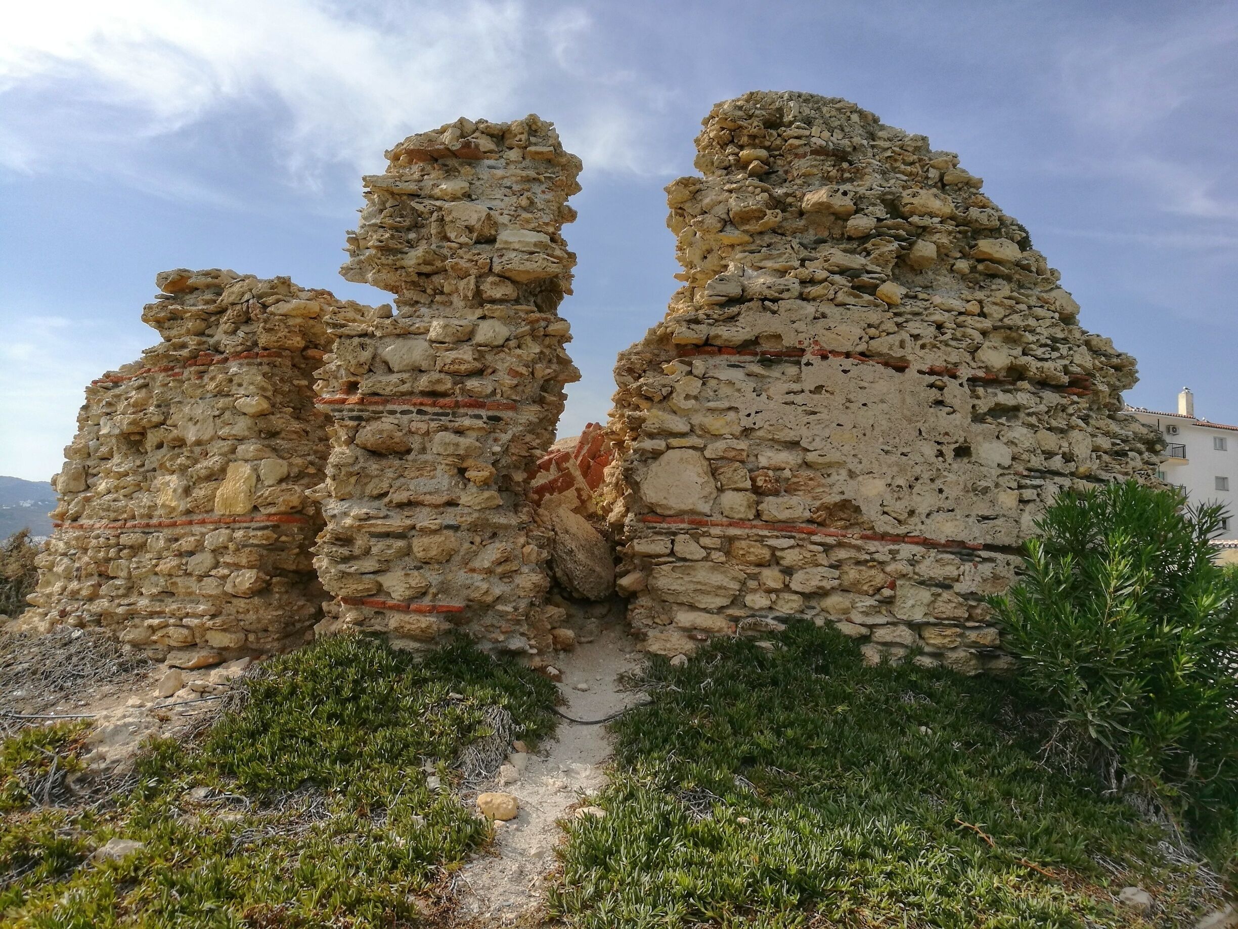 Old tower ruin at the Nerja beach