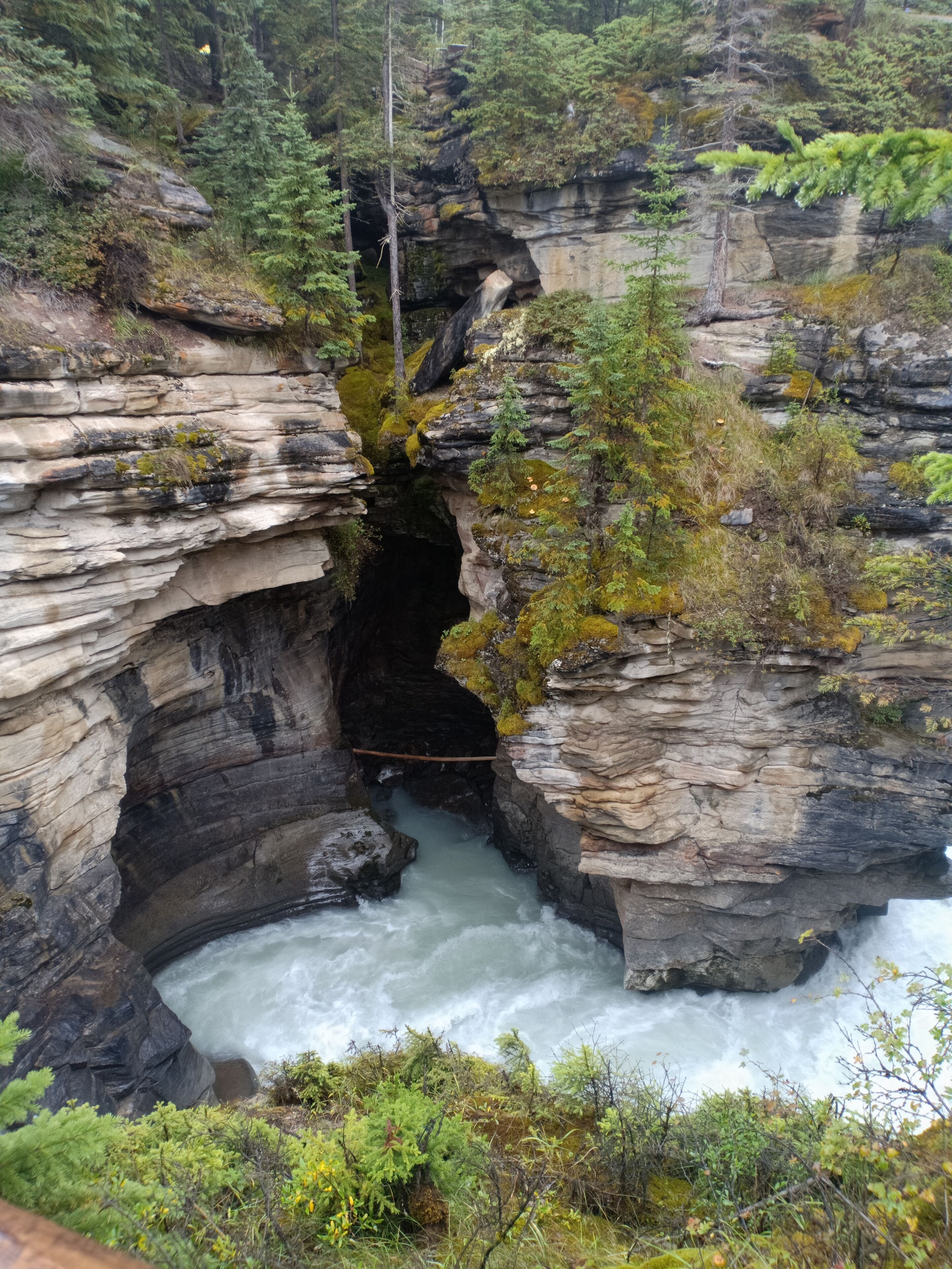 Character is created not just by strength but by perseverance.

This is a part of the water falls at Athabasca. The crater was created not just by strong flow/current of water but its perseverance to go through solid rocks. That over time was able to create a passage where it can flow freely.