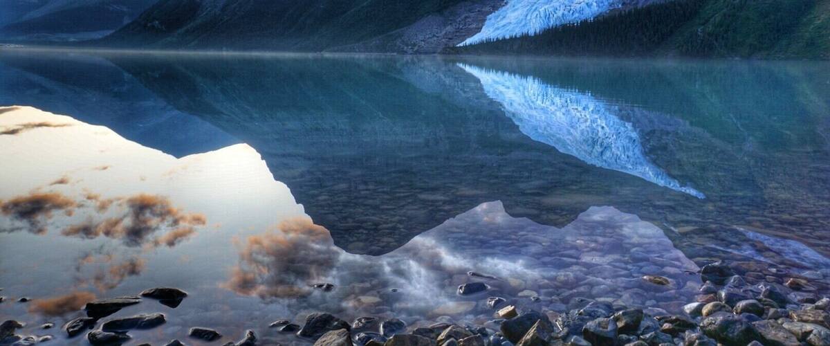 Berg lake and Berg glacier taken at Marmot Campground on the Beeg Lake trail.