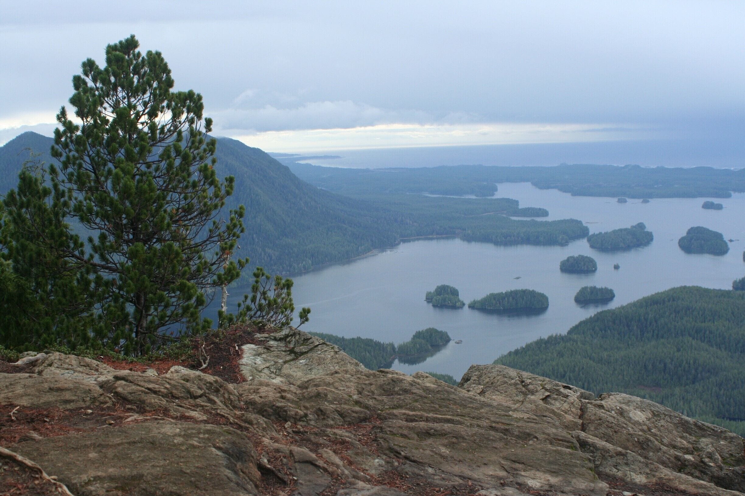 You can climb Lone Cone. This is the rewarding view from the top. You can take a water taxi from Tofino. It's a strenuous hike, but well worth it. Be aware that after rain the track gets very muddy and there are a lot of obstacles along the way. 
