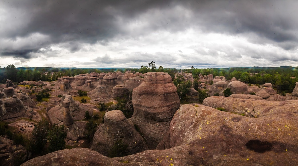 panorama of big stones in cloudy day, stones garden in mexiquillo durango