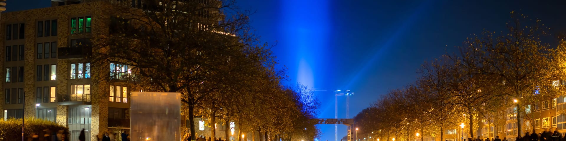 Eindhoven canal at night during Glow light festival, Eindhoven, North Brabant, The Netherlands, Europe