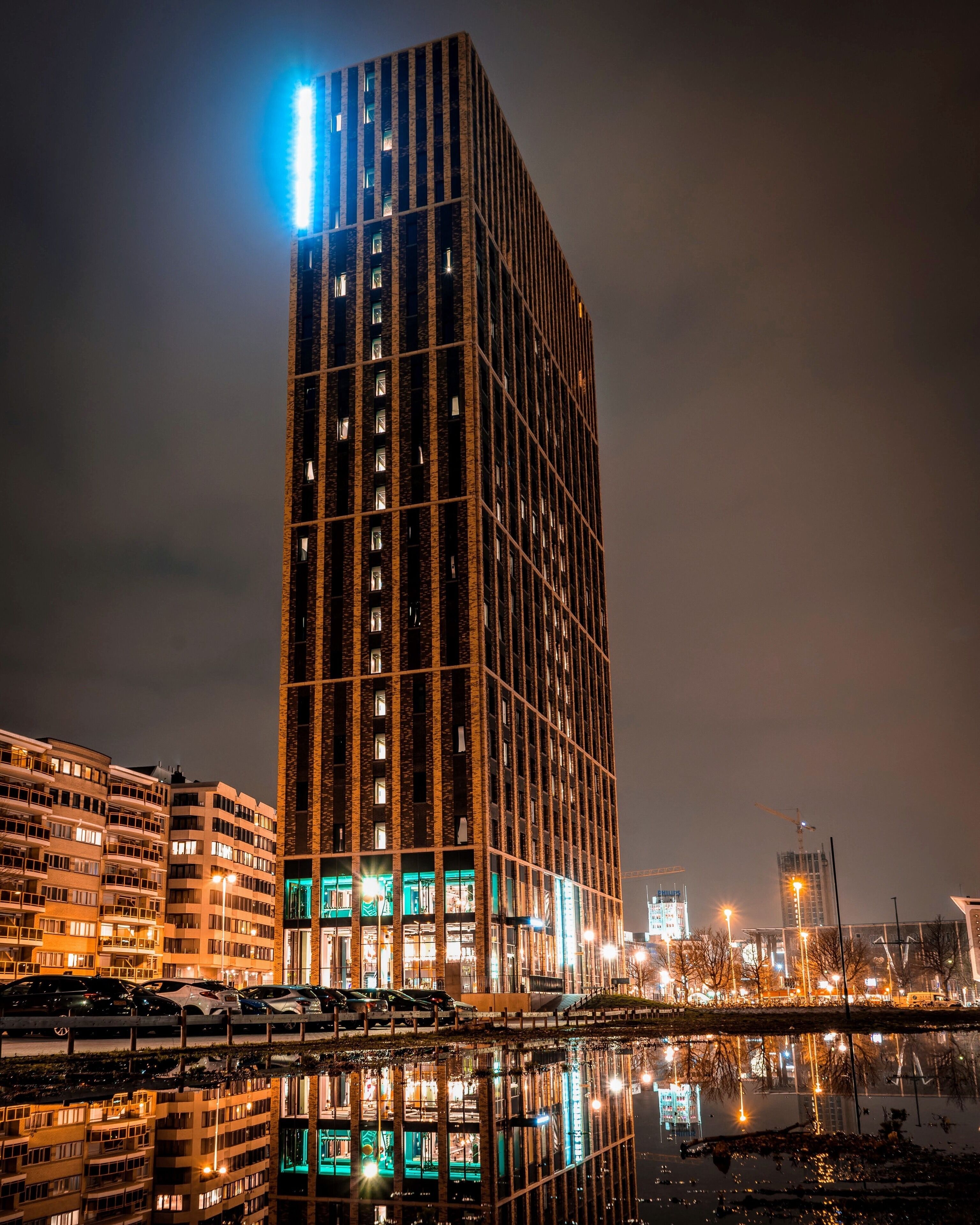 The Student Hotel in Eindhoven by night