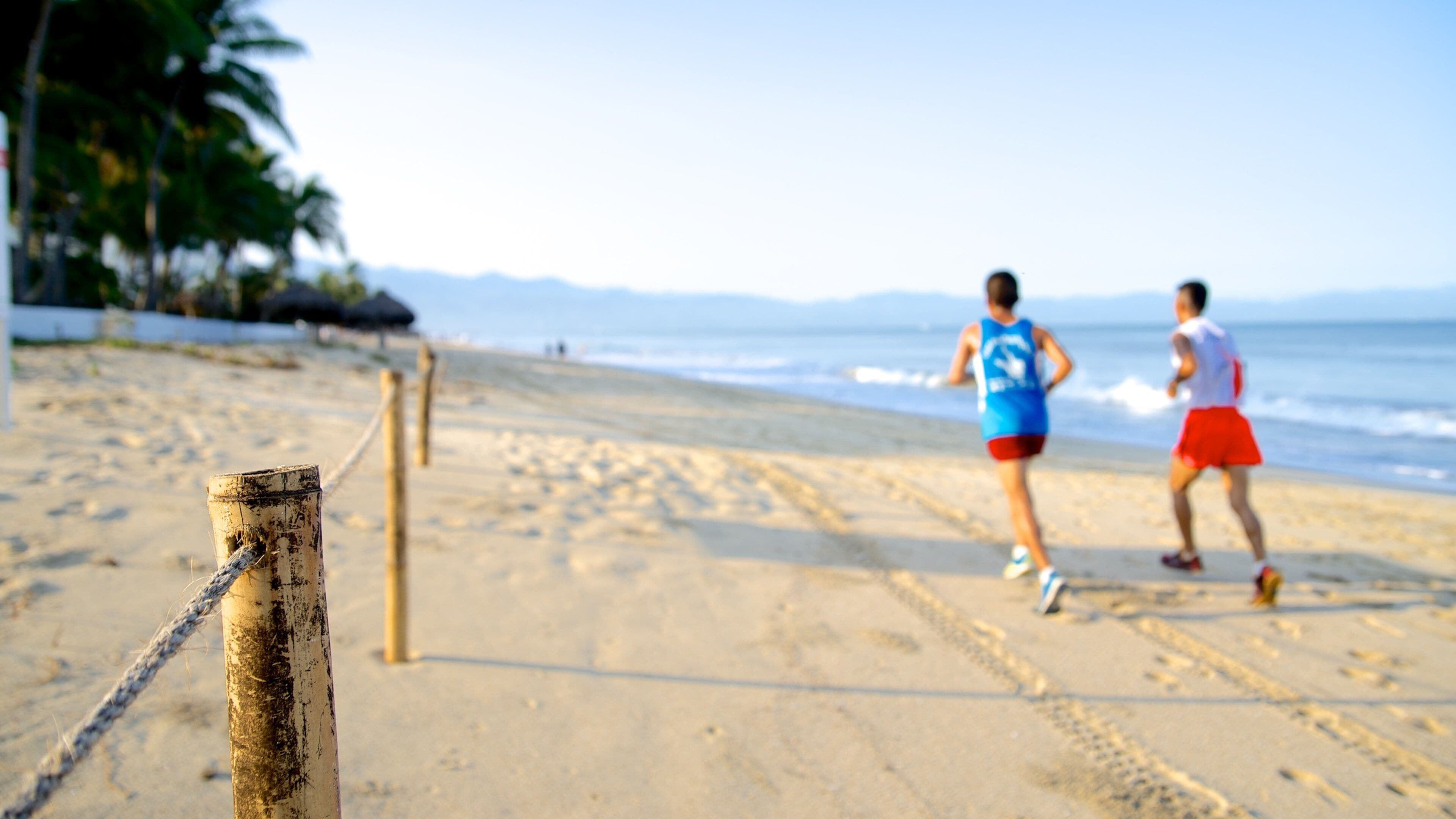 México ofreciendo una playa de arena y una bahía o puerto y también un pequeño grupo de personas