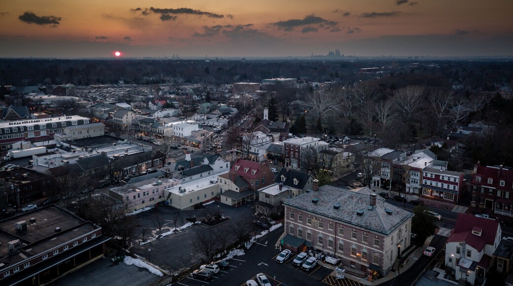 Aerial Sunset in Haddonfield New Jersey