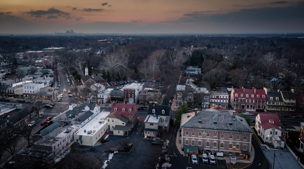 Aerial Sunset in Haddonfield New Jersey