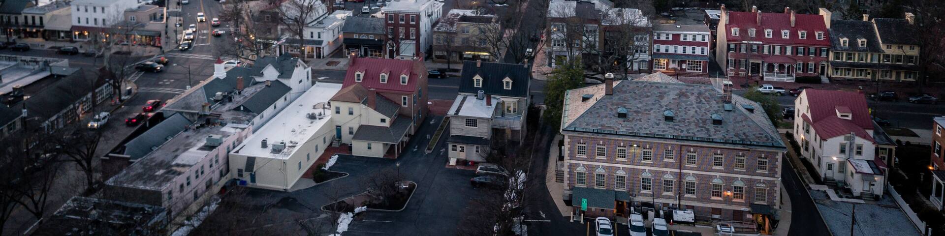 Aerial Sunset in Haddonfield New Jersey