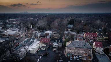 Aerial Sunset in Haddonfield New Jersey
