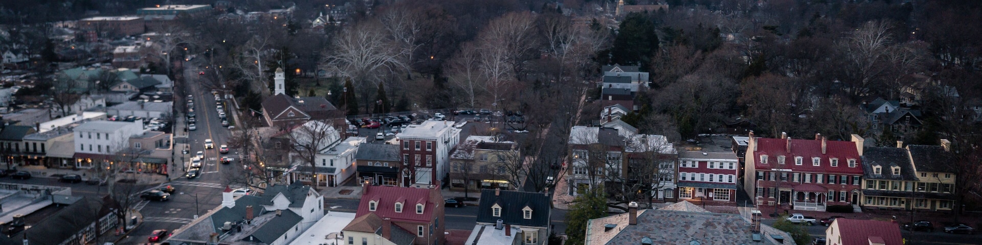 Aerial Sunset in Haddonfield New Jersey
