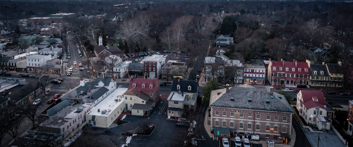 Aerial Sunset in Haddonfield New Jersey