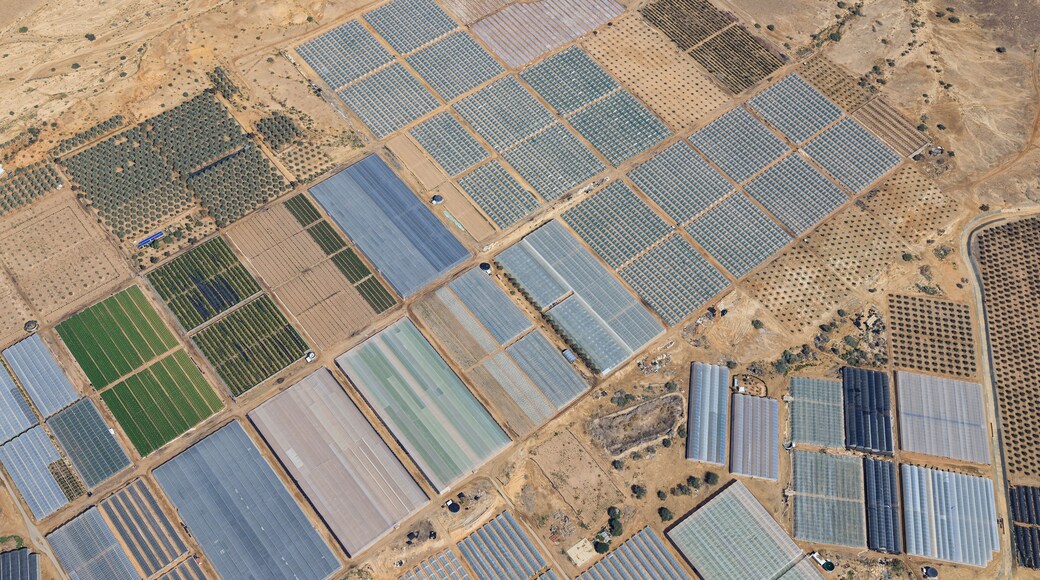 Dead Sea, ISRAEL -February 28, 2019: Flying over Ein Yahav a argriculture place of Israel.