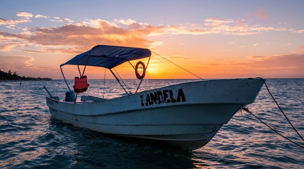 Sunset from the pier on the main beach on isla Holbox.