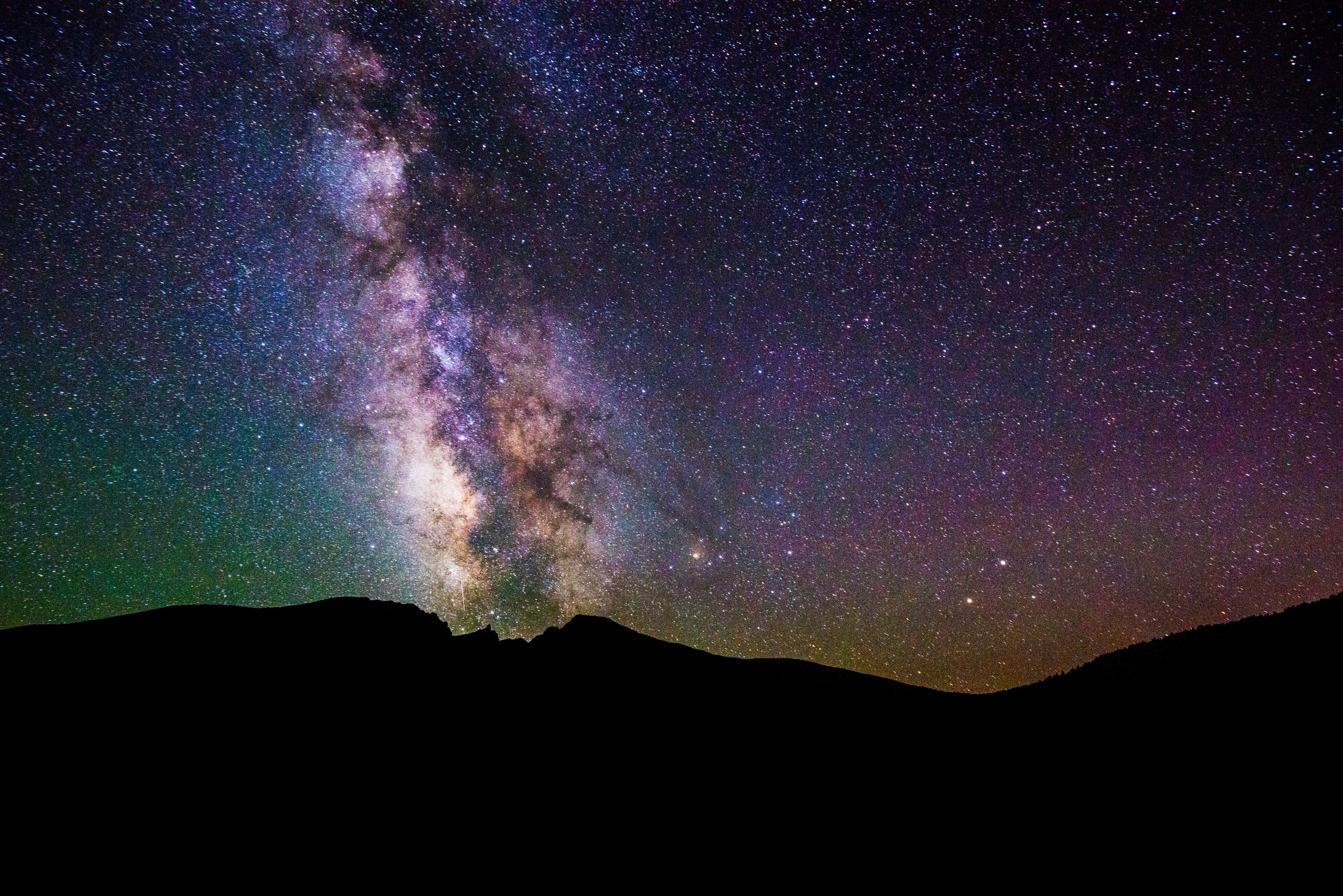 The Milky Way is illuminated over Wheeler Peak at night in Great Basin National Park, Nevada.