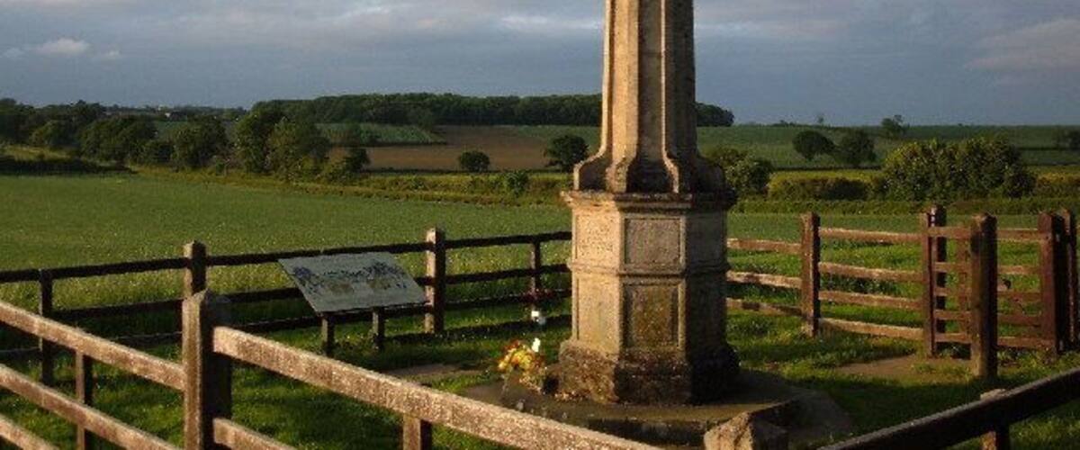 Naseby Monument. Looking towards Long Hold Spinney across the battlefield site.